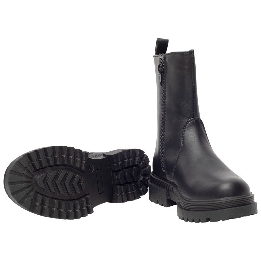Botas de media ca a efecto cuero con suela gruesa para ni a