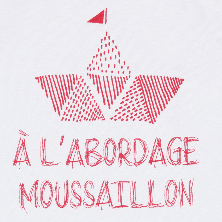 Camiseta de manga corta de punto con barco estampado 