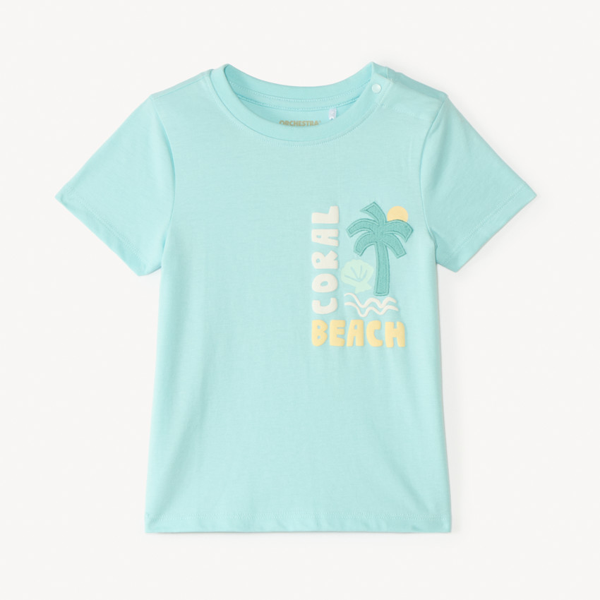 Camiseta de manga corta con estampado de palmera para bebé niño. 