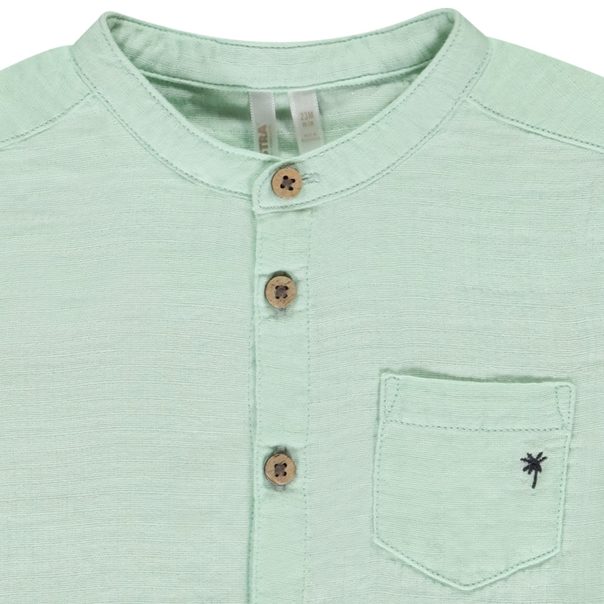 Camisa de manga corta lisa con cuello mao para bebé niño 