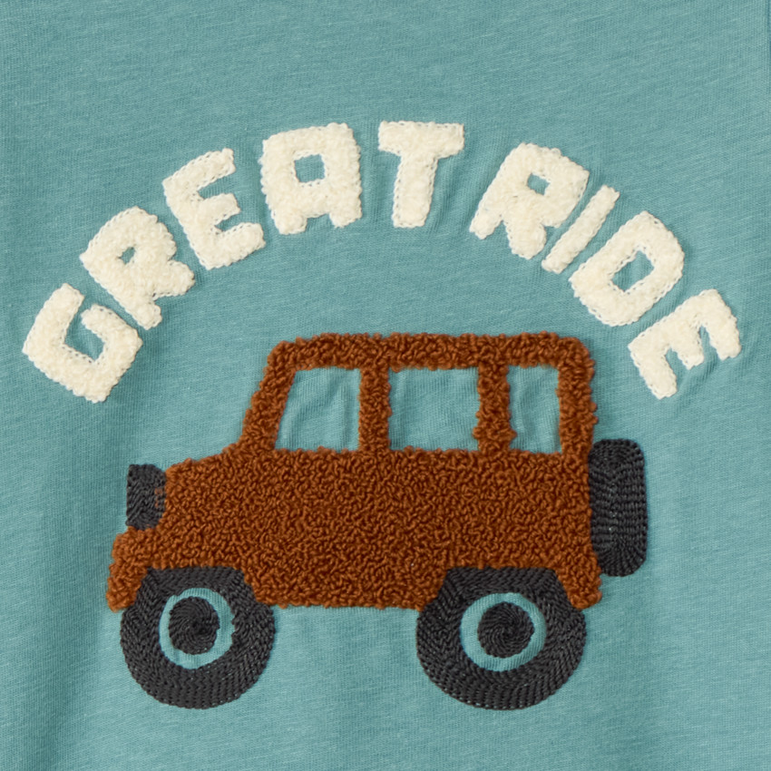 Camiseta de manga larga con bordado efecto bucle para bebé niño 