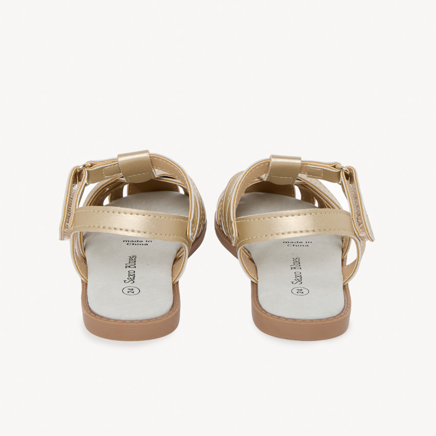 Sandalias de cuero doradas trenzadas para niña 