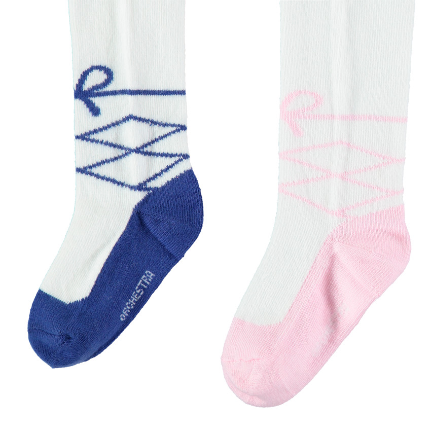 Pack de 2 leotardos de punto jacquard con motivo de bailarina. 