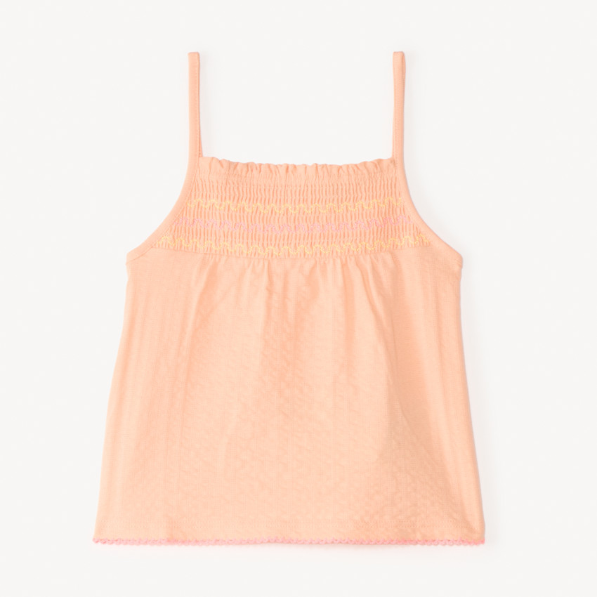 Camiseta de punto con elástico fruncido para niña 