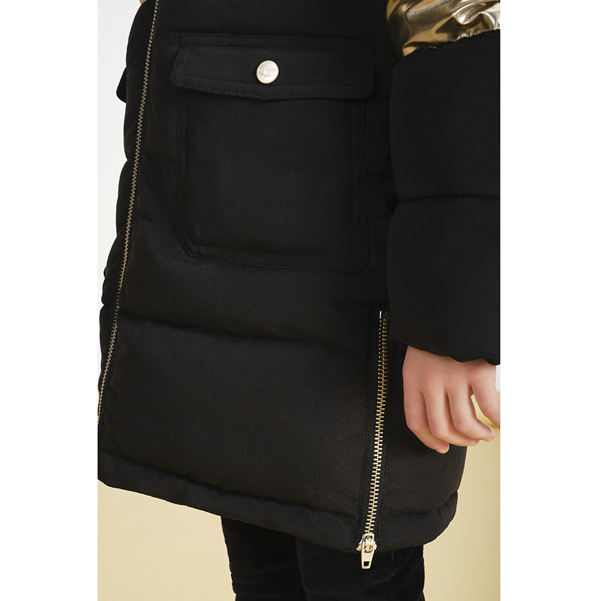 Chaqueta larga impermeable con capucha forrada en sherpa para niña 