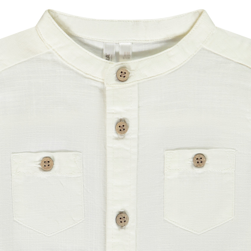 Ensemble 2 pièces salopette + chemise col mao pour bébé garçon 