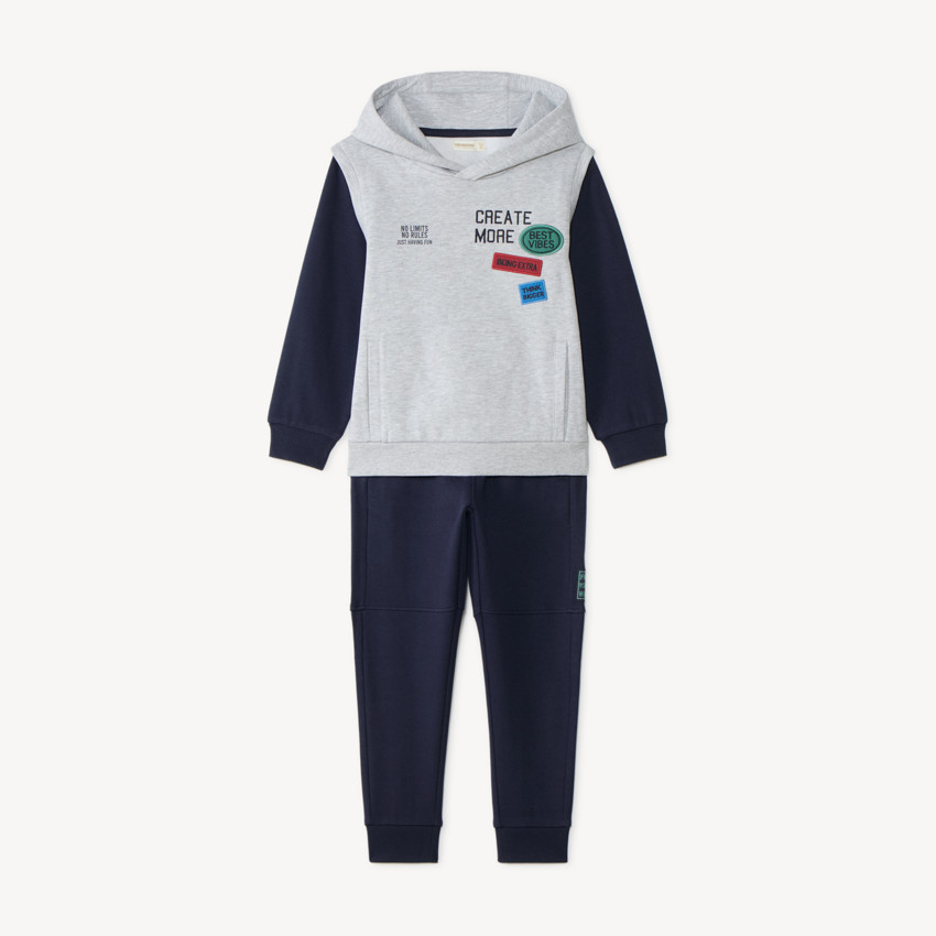 Conjunto de chándal y sudadera con capucha para niño color block 