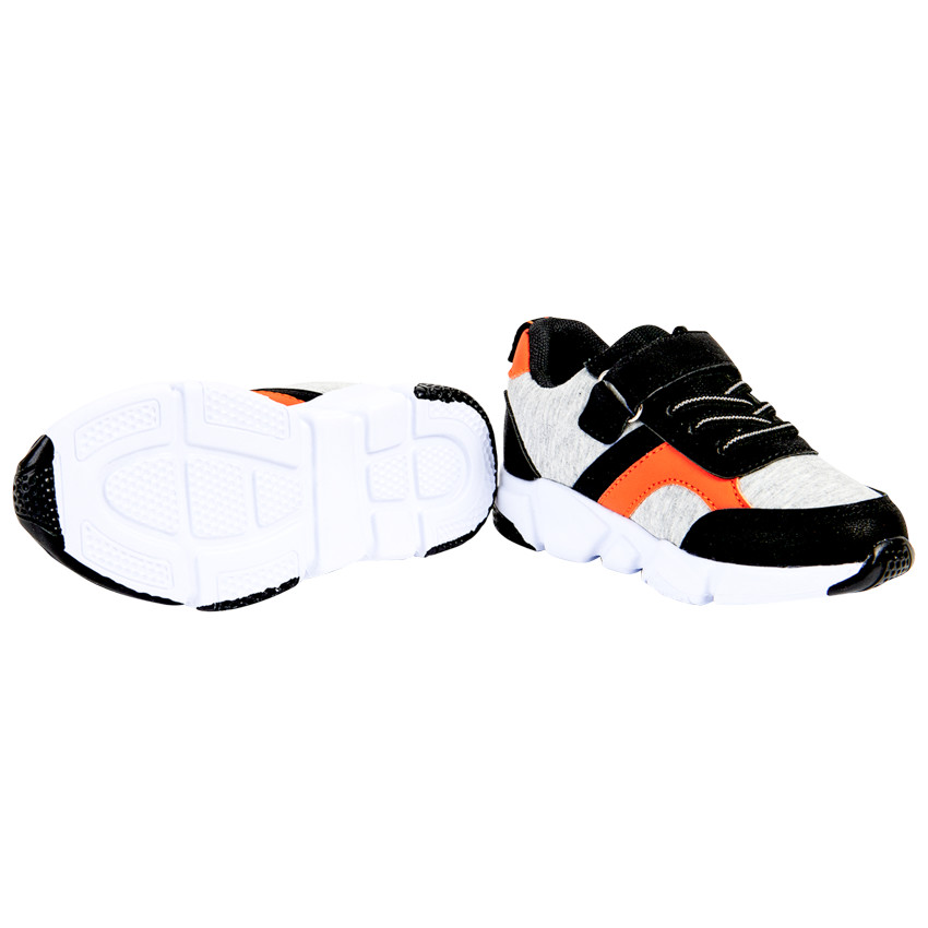 Zapatillas bajas jaspeadas grises con detalles naranjas y cierre de velcro para niño  Additional Zapatillas bajas jaspeadas grises con detalles naranjas y cierre de velcro para niño