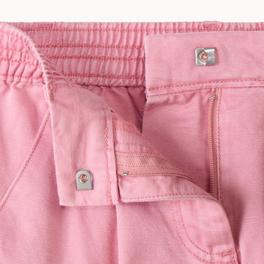 Pantalón cargo de twill liso con cinturón para niña 