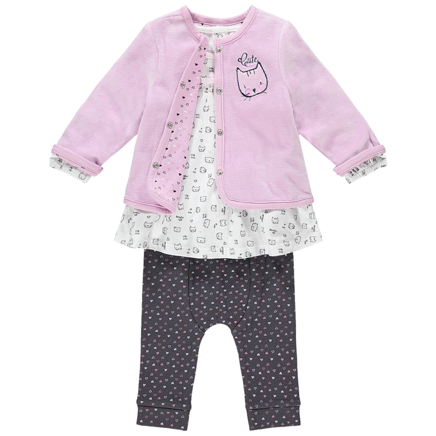 Conjunto de túnica de manga larga, chaqueta y calzón 