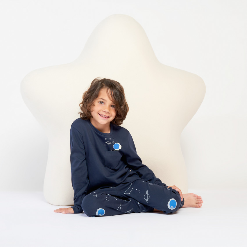 Set pyjama long motifs espace pour garçon 