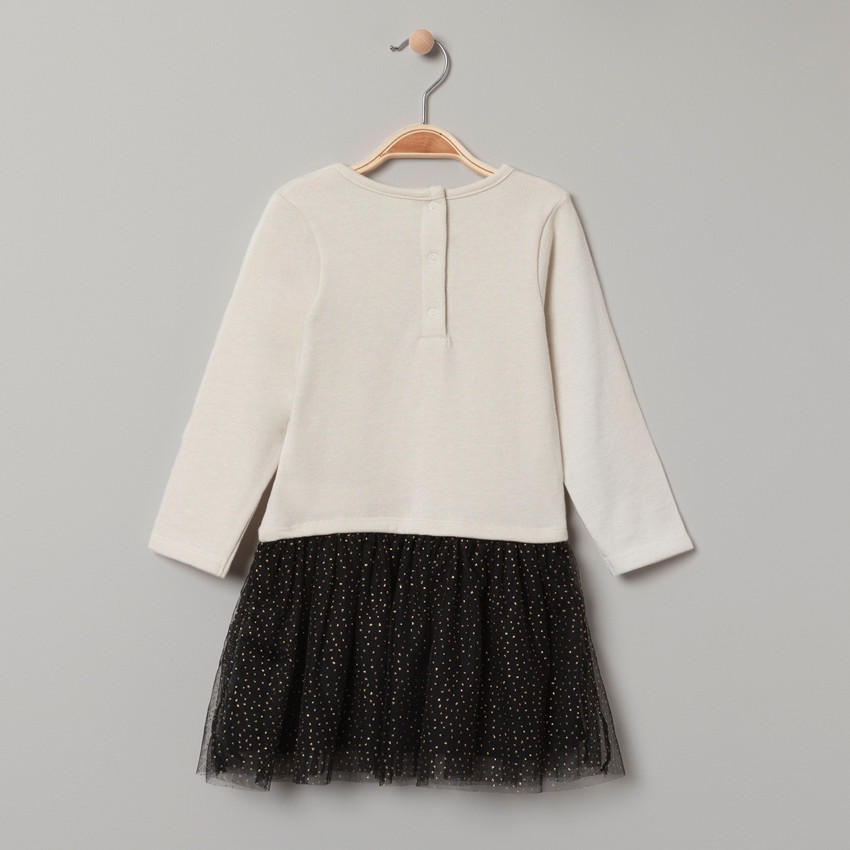 Vestido mangas largas efecto 2 en 1 estampado Minnie Disney en lentejuelas 