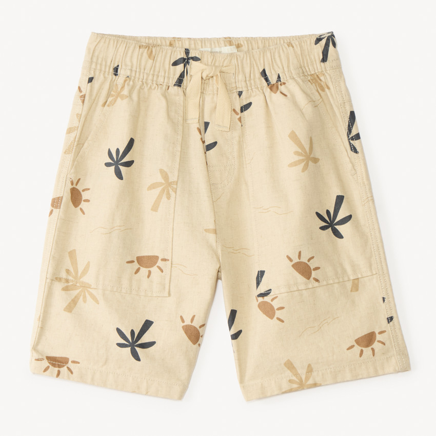 Bermudas de tela con estampado de sol y palmeras para niño 