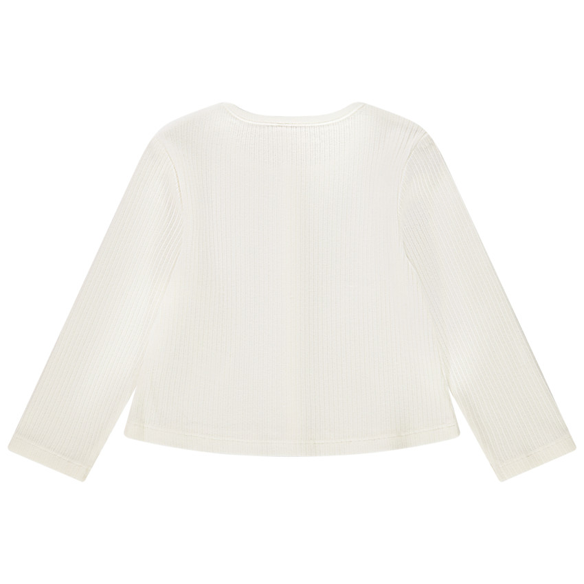 Chaqueta de punto acanalado con bordado de flor para bebé niña 