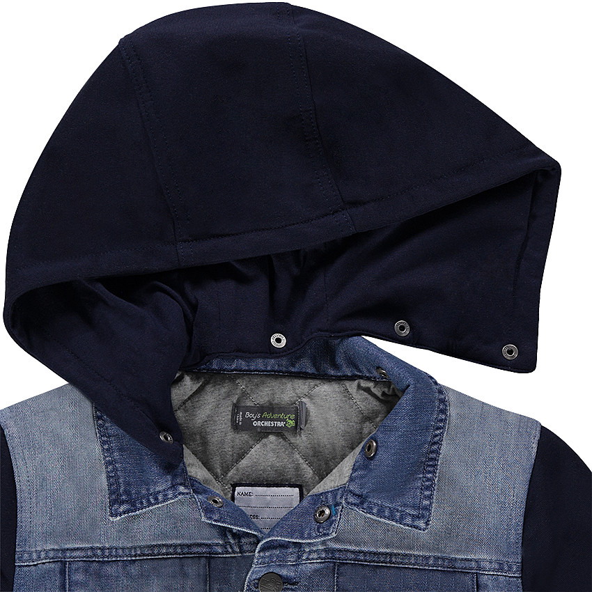 Júnior - Chaqueta vaquera bimaterial efecto gastado con capucha extraíble 