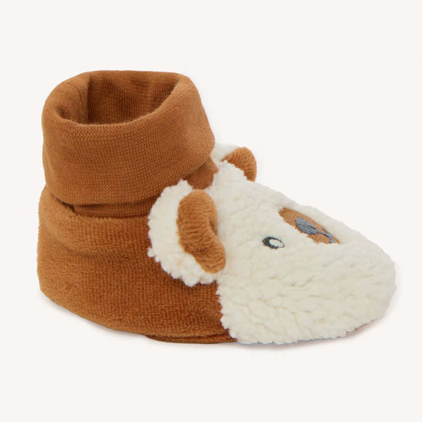 Chaussons en velours ourson fantaisie pour bébé  