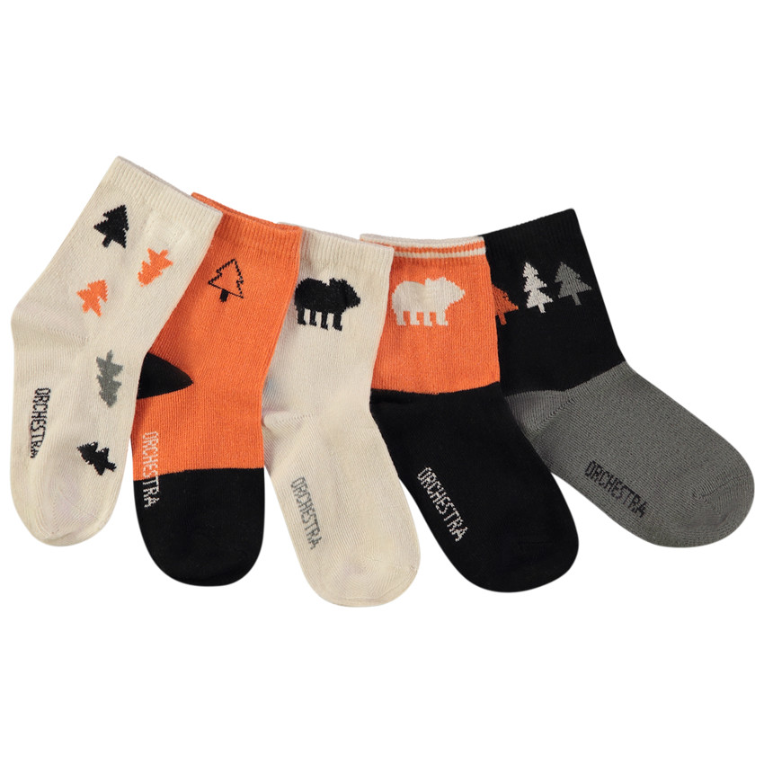 Lot de 5 paires de chaussettes foret pour bebe garcon Orchestra