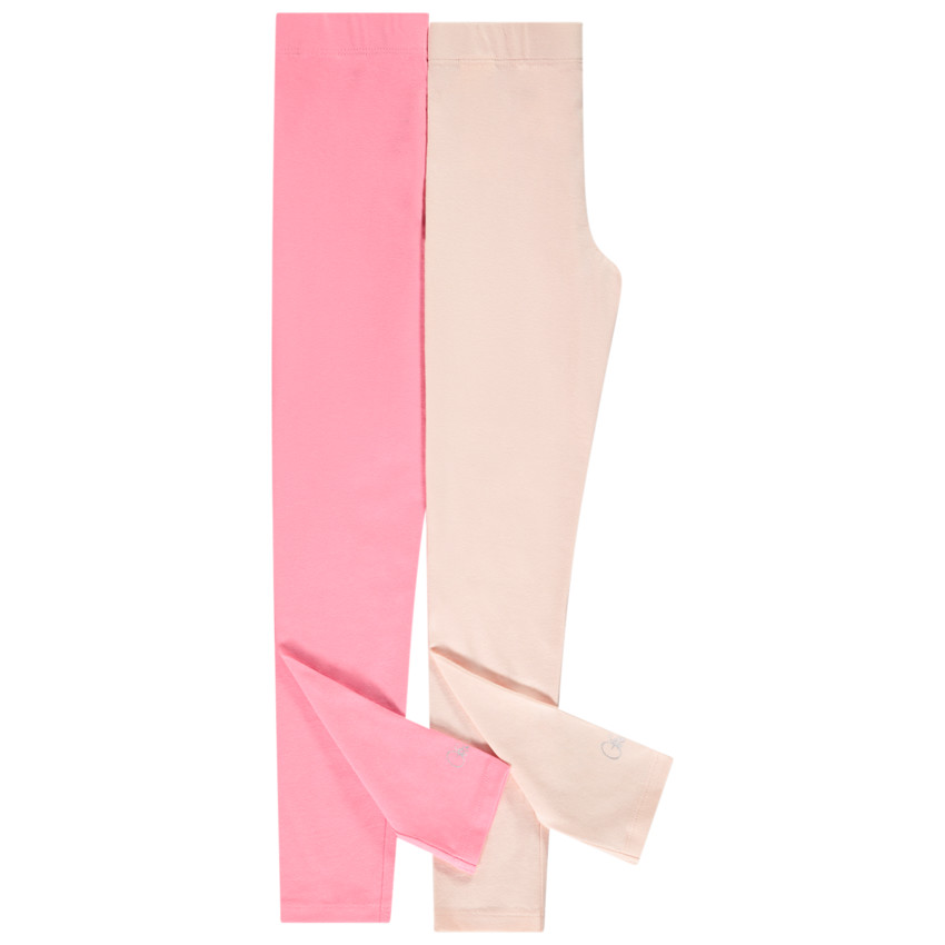 Lot de 2 leggings unis en jersey fille 