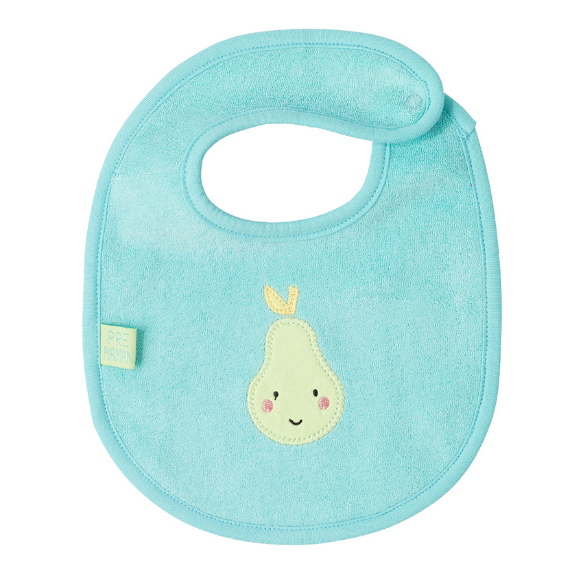 Babero de algodón de toalla con parches de frutas 