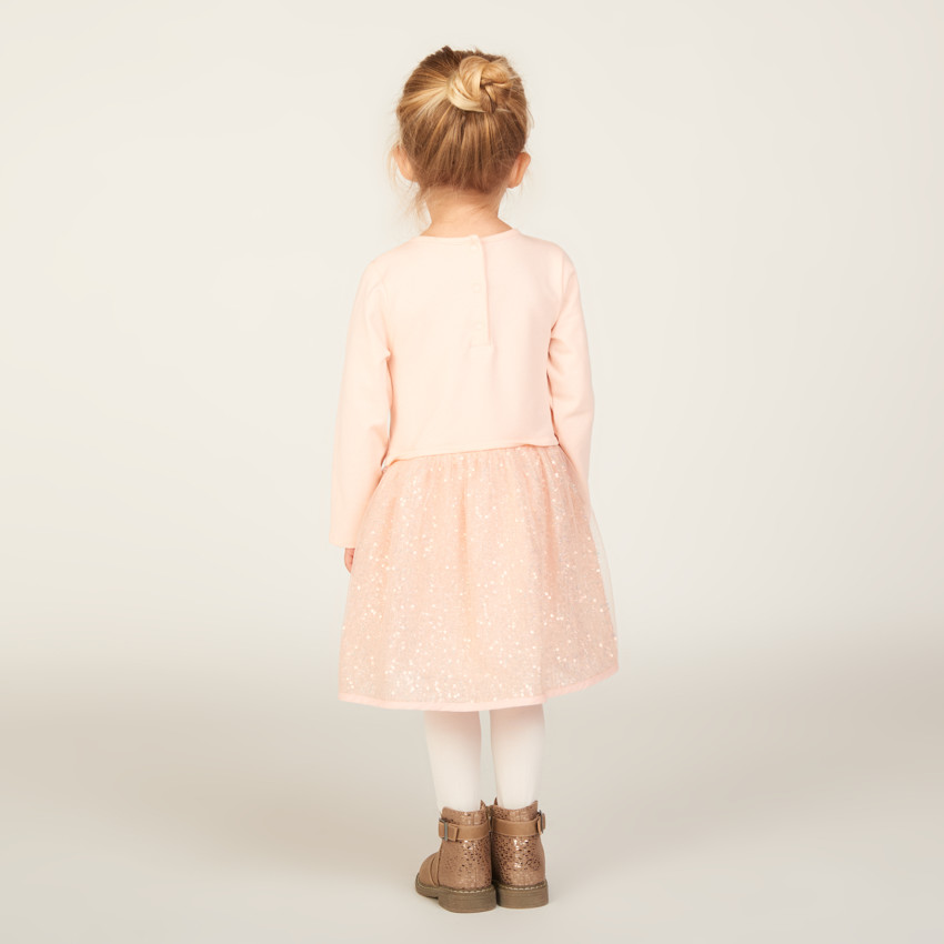 Robe de fête manches longues effet 2 en 1 pour bébé fille 