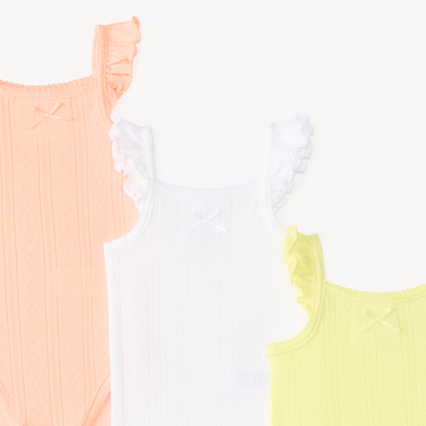 Conjunto de 3 bodies sin mangas de punto para niña bebé 