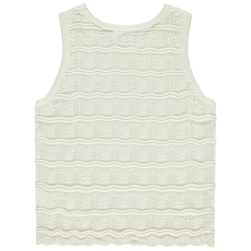 Camiseta sin mangas en punto calado para niña 