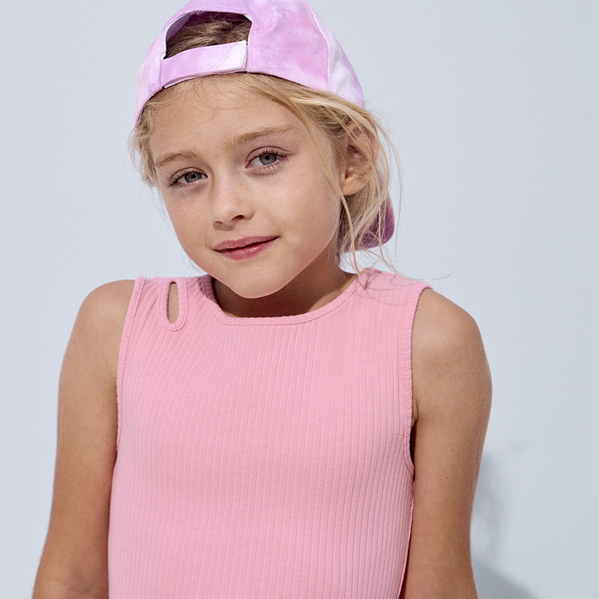 Vestido sin mangas de punto canalé liso para niña  Additional Vestido sin mangas de punto canalé liso para niña