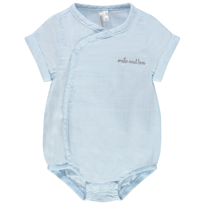 Body de manga corta dealgodón con inscripción bordada 