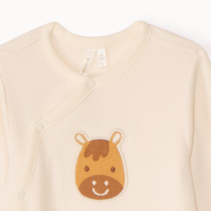 Pijama de abeja con parche de caballo para bebé niño. 
