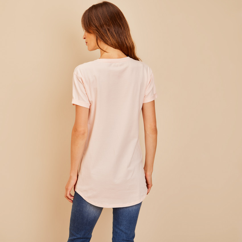 Camiseta de manga corta con estampado Octobre Rose para mujer 