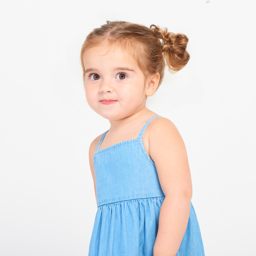 Vestido de tirantes con bordados florales para bebé niña 