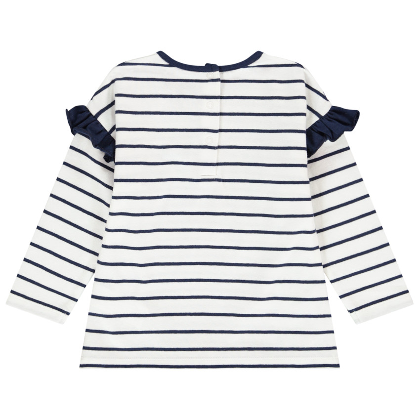 T-shirt rayé à manches longues avec broderie pour bébé fille 