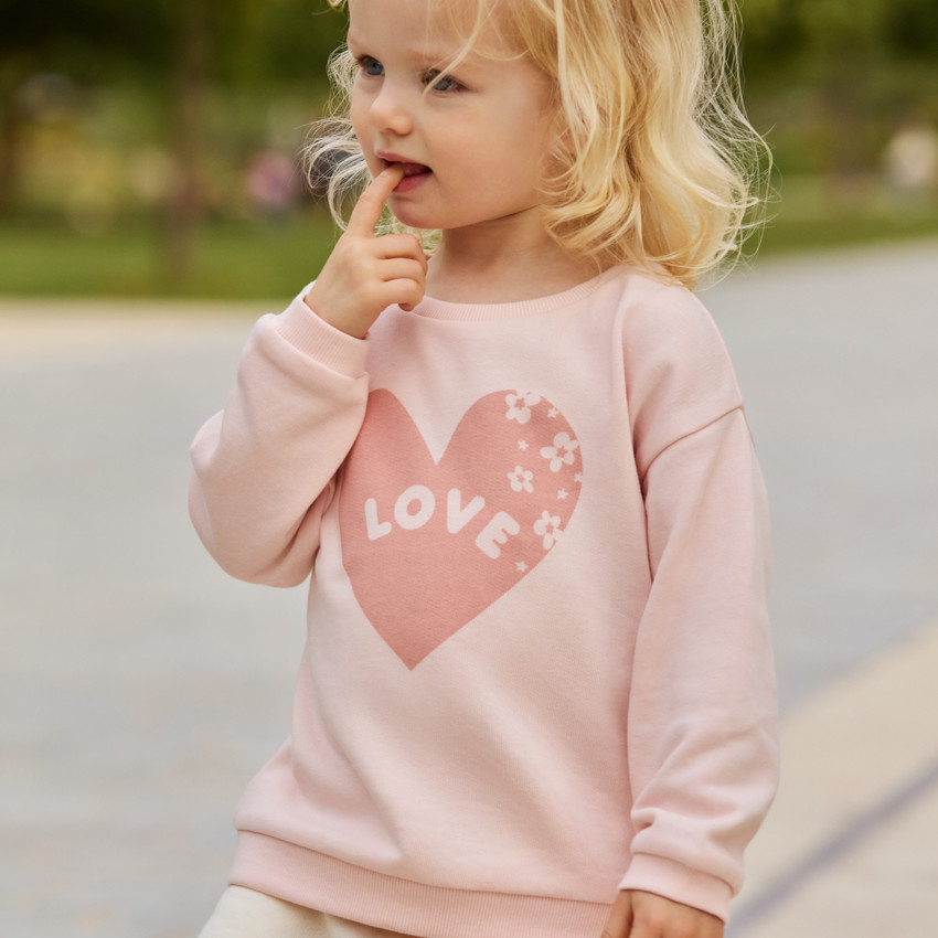Sudadera de felpa con estampado de corazón "Love" para bebé niña 