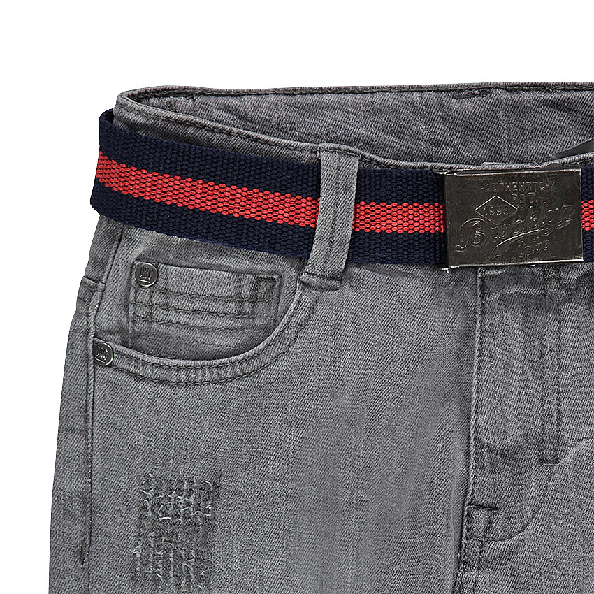 Júnior - Vaqueros con efecto gastado y arrugado y cinturón extraíble 