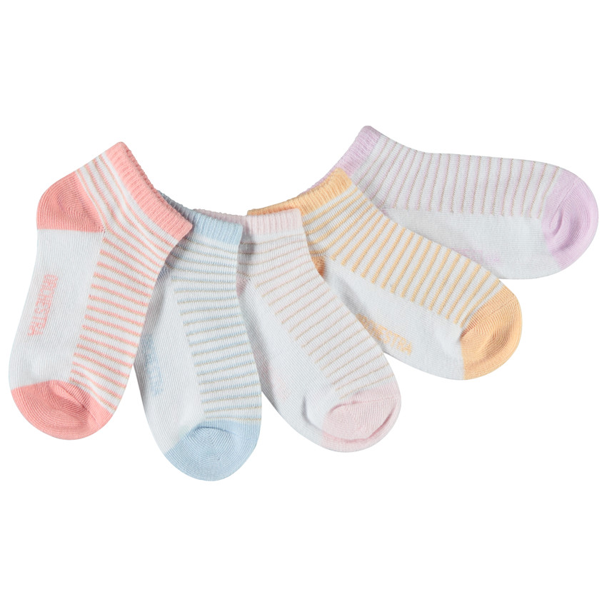 Lote de 5 pares de calcetines cortos multicolores para niña 