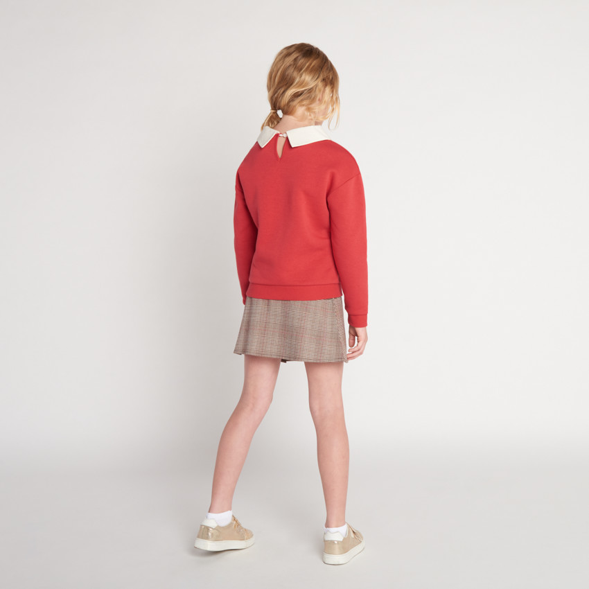 Sweat molleton avec col et borderie pour fille 