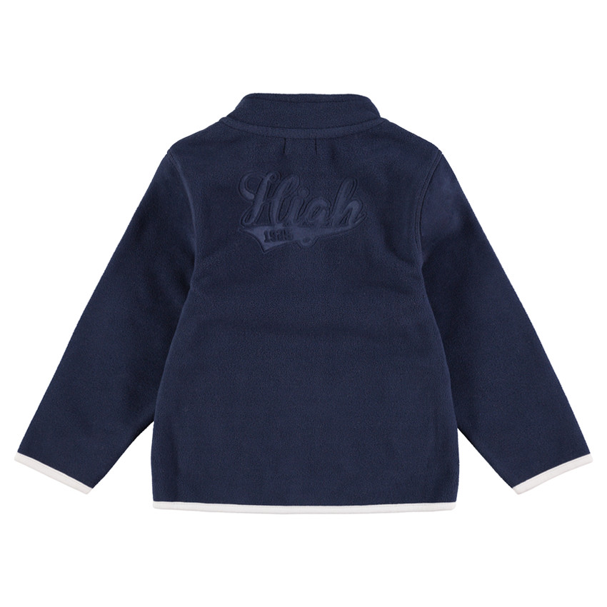 Chaqueta polar con cremallera e inscripción en relieve por detrás 