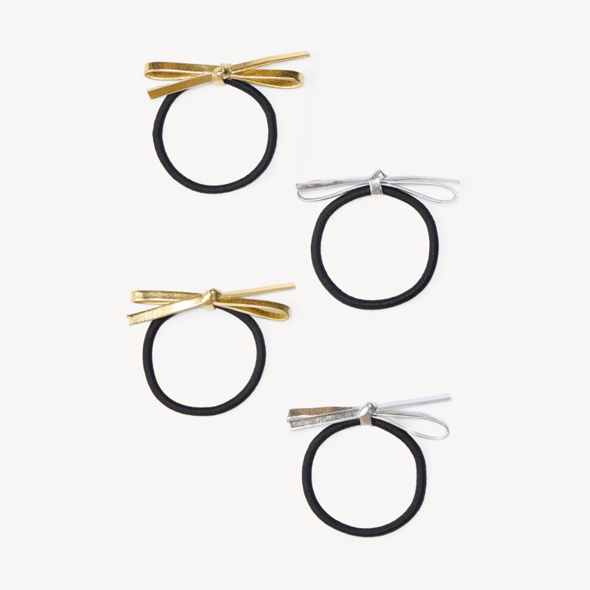 Lote de 4 coleteros con nudos en polipiel para niña 