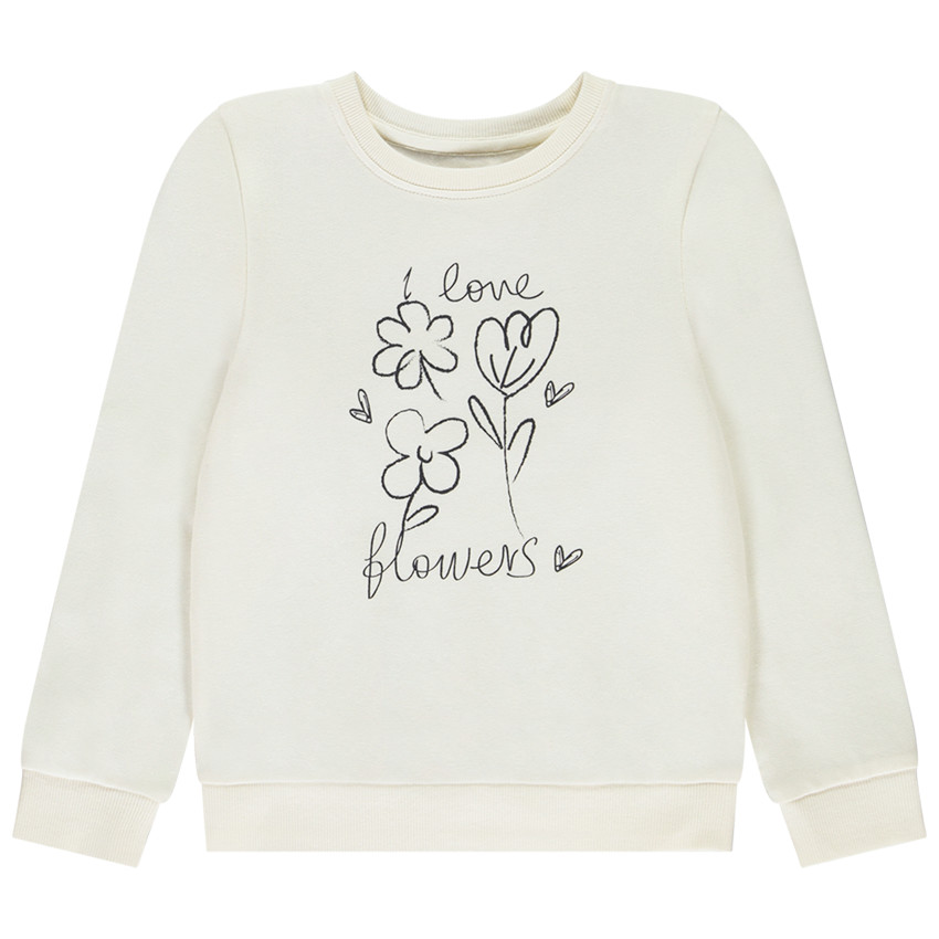 Sudadera de felpa con estampado de flores para niña 