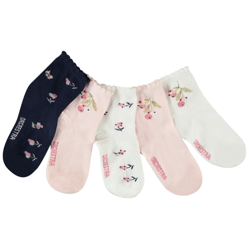 Lote de 5 pares de calcetines con motivos de arándanos para niña 