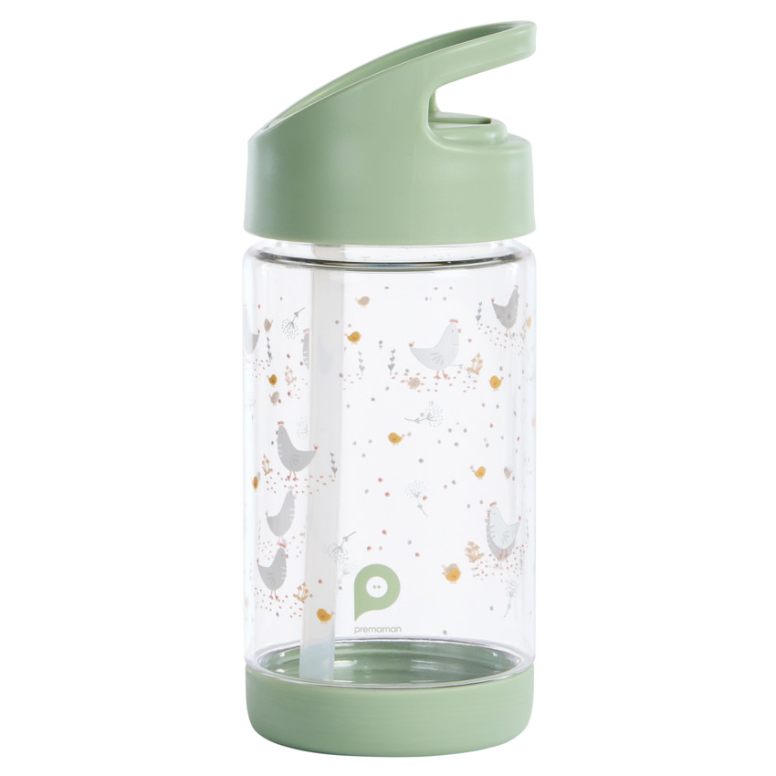 Botella transparente con pajita retráctil 400 ml La Vie à la Ferme 