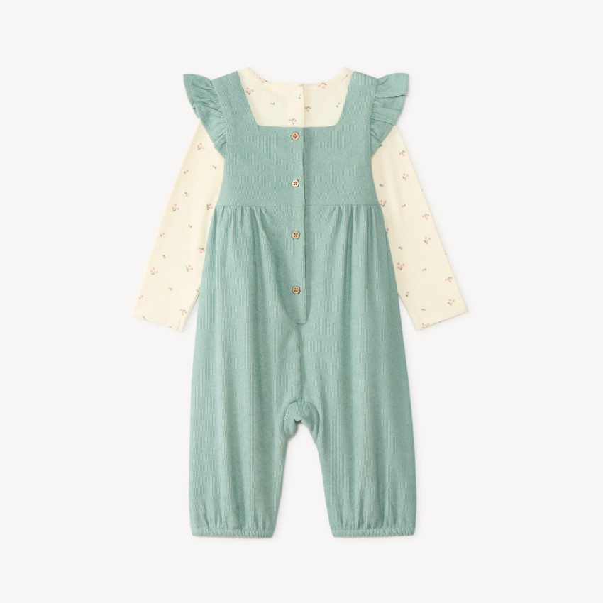 Conjunto de 2 piezas para bebé niña, camiseta y peto de fantasía. 