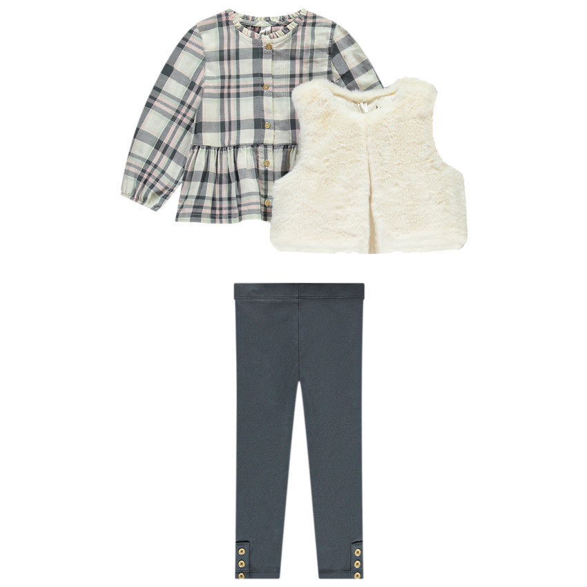 Conjunto de túnica con gilet y leggings para bebé niña 