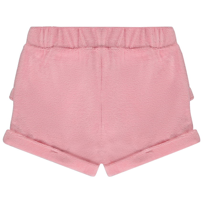 Short liso de rizo con volantes y lazo para bebé niña 