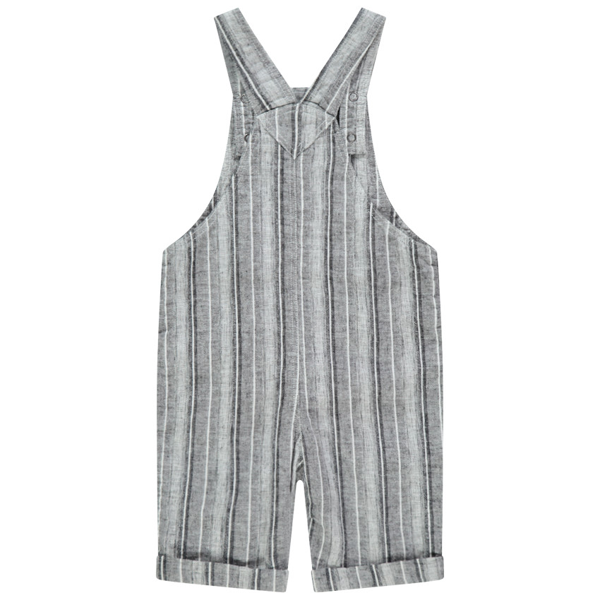Salopette courte en coton et lin à rayures  Additional Salopette courte en coton et lin à rayures