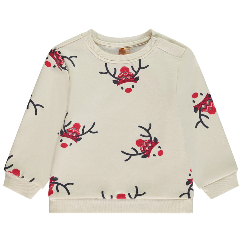 Sudadera de felpa estampada con renos de Navidad para bebé niño 