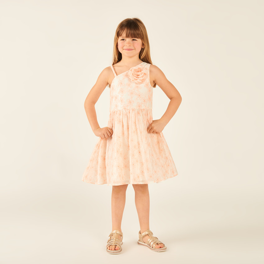 Ropa de tirantes asimétrica con flores bordadas para niña 