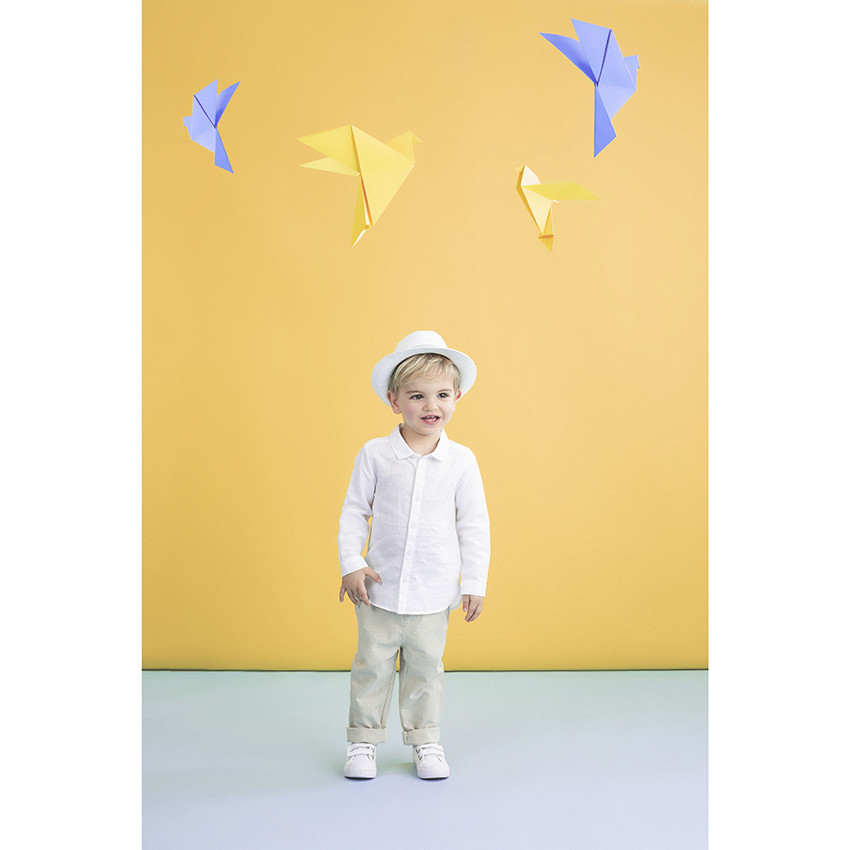 Conjunto de camisa lisa y pantalón de algodón 