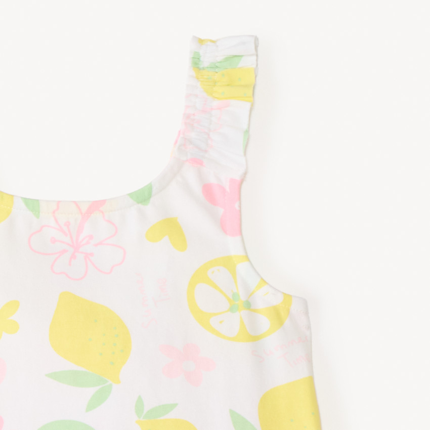 Conjunto corto de 2 piezas: top con volantes + pantalones cortos para niña bebé. 