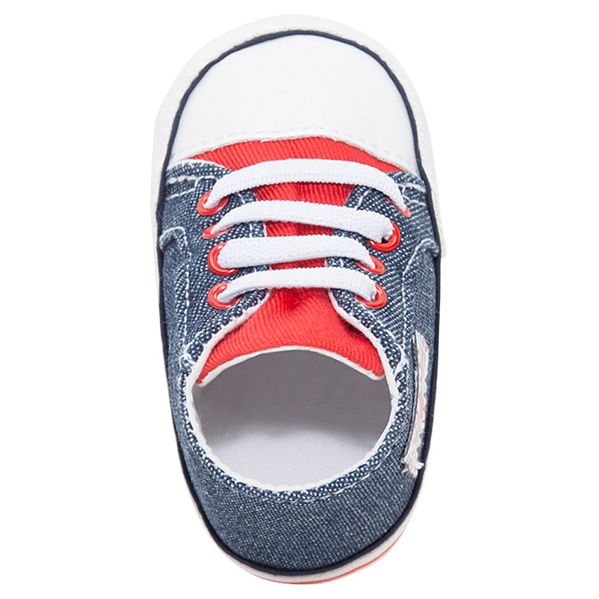 Deportivas altas de lona tipo vaquera con parche de bandera 